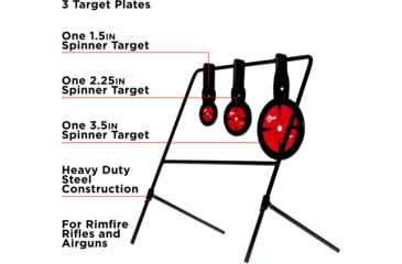 Image of EZ-Aim Triple Deflector Spinner Target System, Rimfire .22 Caliber &amp; Air Guns, Black/Red, 10.75W x 12.5H, 15403