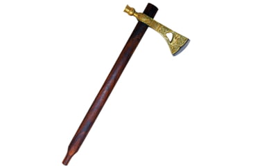Image of Factory X Tomahawk Engraved 17.5in Brass, 17.5in Overall, 4.25in Carbon Steel Axe Head With 2.25in Cutting Edge, Wood Handle, Engraved Brass Axe Head, XN316