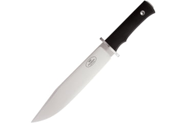 Image of Fallkniven Modern Bowie 10 Knife, 15.25in Overall, 10in Satin Laminate Cobalt Steel Clip Point Blade, Black Thermorun Handle, SS Guard, Black Leather Sheath, MB10