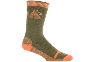 Image of Farm To Feet Asheboro Camping Hiker Sock - Men's-Olive Night/Mango-Large