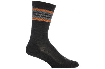 Image of Farm To Feet Ballston Spa Striped Hiker Sock - Men's-Charcoal/Mango-Medium