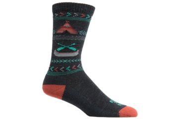 Image of Farm To Feet Franklin Camp Crew Sock - Womens-Charcoal/Barn Red-Medium