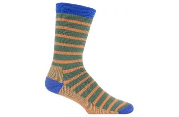 Image of Farm To Feet Rock Springs Striped Traditional Hiker Sock - Men's-Sycamore/Carrot-X-Large