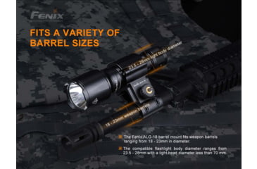 Image of Fenix ALG-18 Barrel Light Mount, Fits Any Flashlight with Diameter of 0.925-1.1 with a Head Smaller than 2.7, Fits Barrels with Diameter of 0.7-0.9, Anodized Finish, Black