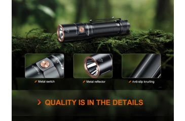 Image of Fenix E28R V2, Flashlight, White LED, 1,700 Lumens, 4.76 Long, Anodized Finish, Black, Includes Rechargeable 18650 and USB Type-C Charging Cable