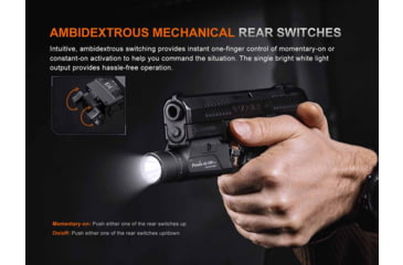 Image of Fenix GL19R V2, Weapon Light, 1,200 Lumens, 3.7 Long, Fits GLOCK and 1913 Rails, Includes Rechargeable 18350 Battery and USB Type-C Charging Cable