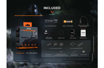 Image of Fenix GL30R, Weapon Light, 800 Lumens, 5.77 Long, Fits 1913 Rail, Includes Rechargeable 18650 Battery and USB Type-C Charging Cable