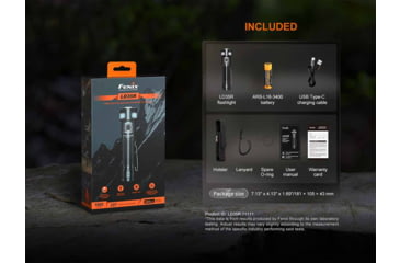 Image of Fenix LD35R, Flashlight, White/Red/Blue LED, 1,800 Lumens, Anodized Finish, Black, Includes Rechargeable 18650 Battery and USB Type-C Charging Cable