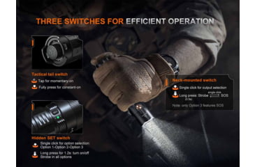 Image of Fenix PD36R ACE, Flashlight, White LED, 3,000 Lumens, Anodized Finish, Black, Includes Rechargeable ARB-L21-5000 Battery and USB Type-C Charging Cable