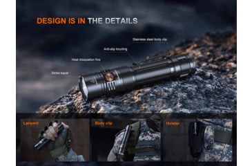 Image of Fenix PD36R ACE, Flashlight, White LED, 3,000 Lumens, Anodized Finish, Black, Includes Rechargeable ARB-L21-5000 Battery and USB Type-C Charging Cable