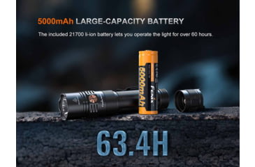 Image of Fenix PD36R ACE, Flashlight, White LED, 3,000 Lumens, Anodized Finish, Black, Includes Rechargeable ARB-L21-5000 Battery and USB Type-C Charging Cable