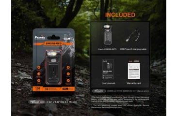 Image of Fenix SW05R-RED, Flashlight, White/Red LED, 150 Lumens, Anodized Finish, Black, Includes Built-in 700mAh Battery and USB Type-C Charging Cable
