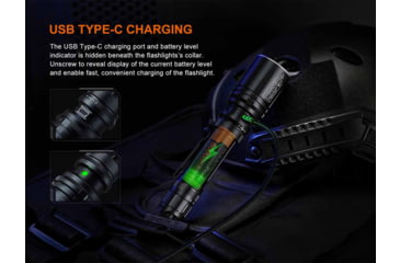 Image of Fenix TK30R, Flashlight, White Laser, 500 Lumens, 1,500 Meter Maximum Beam Distance, Anodized Finish, Black, Includes ARB-L21-6000 Battery and USB Type-C Charging Cable
