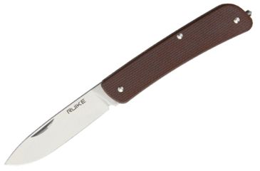 Image of RUIKE L11 Folding Knife, 3.38in, 14C28N Stainless Steel, Clip Point, Plain Blade, G10 Handle, Brown, L11-N