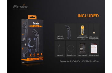 Image of Fenix Lighting WT25R Lithium Ion 1000 Lumens CREE XP-L HI LED Flashlight, Black, WT25RXBK