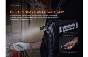 Image of Fenix Lighting WT25R Lithium Ion 1000 Lumens CREE XP-L HI LED Flashlight, Black, WT25RXBK