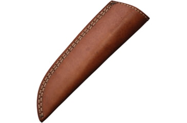 Image of FH Knives Damascus Fixed Blade Knife, 8in Overall, 3.75in Damascus Steel Blade, Brown/Red Wood Handle, Brown Leather Belt Sheath, AB-DM-9105 (FH BOX)