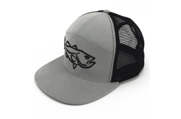 Image of Filthy Anglers Filthy Bass 7 Panel Trucker Camp Hat, Grey, HTF-7BASS-GRY