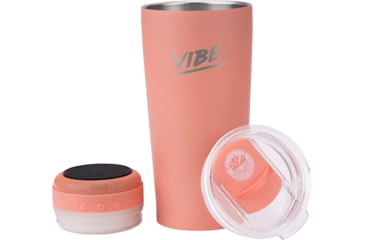 Image of Fireside Outdoor Vibe Tumbler With Water-Resistant Bluetooth Speaker, Coral, VIBE-18-COR