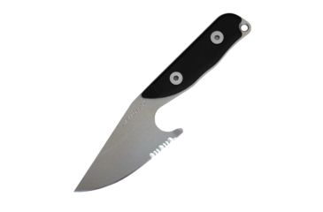 Image of First Edge Stingray Fixed Blade Knife Serrated Edge, Elmax Bead Blast Blade, Coarse Black, 11145-BBB