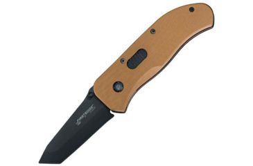 Image of First Edge Tracklock Modified Tanto Folding Knife, Assisted Opening Fine Edge, Elmax Black Oxide Blade, Coarse Green, 1050-BLG