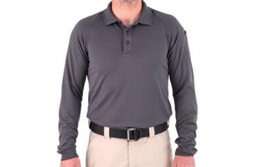 Image of First Tactical Mens Performance Long Sleeve Polo T-Shirt, Asphalt, 2XL, 111503-015-XXL-EMB