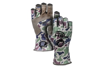 Image of Fish Monkey Half Finger Guide Gloves, Old School Beige, L, FM11-OLDSCHBG-L