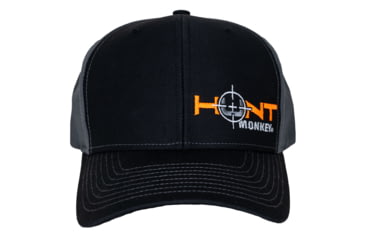 Image of Fish Monkey Hunt Left Panel Embroidery Hat, Black/Char, One size, HM801-BKCH