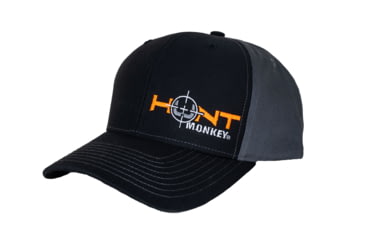 Image of Fish Monkey Hunt Left Panel Embroidery Hat, Black/Char, One size, HM801-BKCH