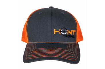 Image of Fish Monkey Hunt Left Panel Embroidery Hat, Char/Orange, One size, HM801-CHOR