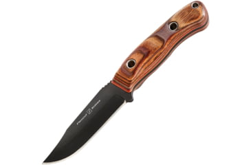 Image of Flexcut Hawthorne Drifter G-Wood Knife, 8in Overall, 3.63in Black Oxide Coated 1095Hc Steel Clip Point Blade, Brown G-Wood Handle, Black Leather Sheath, Wooden Gift Box, FTKFB2C