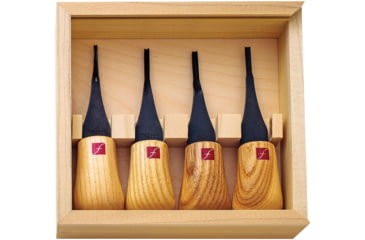 Image of Flexcut Mini-Palm Fixed Blade Knives, Four Piece Set in Wooden Storage Box, FR604