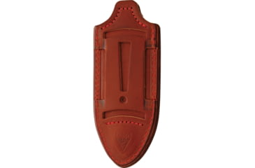 Image of Fobos Knives Tier 1 Mini Blue Liner Fixed Blade Knife, 8.75in Overall, 4in Satin Cpm-154 SS Blade, Natural Canvas Micarta Handle, Blue Liners, Brown Leather Sheath, FOB03