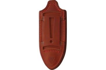 Image of Fobos Knives Tier 1 Mini Orange Liner Fixed Blade Knife, 8.75in Overall, 4in Satin Cpm-154 SS Blade, Camo Canvas Micarta Handle, Orange Liners, Brown Leather Sheath, FOB020