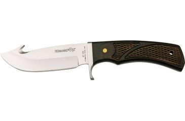 Image of Fox Black Fox Fixed Blade Knife, 4in, Guthook Blade, Checkered Wood Handle FOXBF006WD
