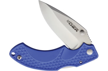 Image of Fox Drago Lockback Blue Folding Knife, 3.5 satin finish 154CM stainless blade, Blue textured ABS handle, Thumb pull, 01FX292