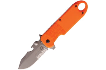Image of Fox ERT Rescue Linerlock Black Folding Knife, 3 dark gray PTFE coated partially serrated Bohler, Black G10 handle, 01FX213SS
