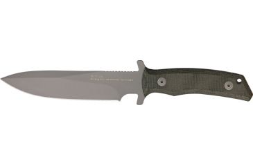 Image of Fox Exagaon Tactical Knife Fixed Blade Knife, 6.5in, Stainless Blade, Green Canvas Micarta Handle FOX1661TK