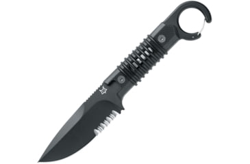 Image of Fox Ferox Fixed Blade Knife, 3.5 black PVD coated partially serrated Bohler N6, Black G10 handle, 02FX739