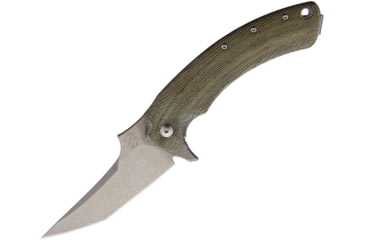 Image of Fox Geco Framelock Micarta Folding Knife, 3.25 stonewash finish Bohler N690 stainless blade, Green canvas micarta handle with stonewash finish , FX-537SW