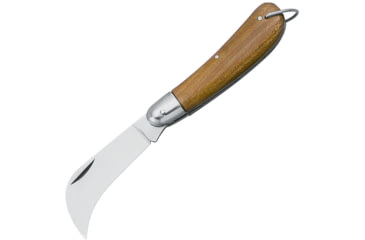Image of Fox Hawkbill Folder Folding Knife, Stonewash finish stainless hawkbill blade, Brown wood handle, 01FX235