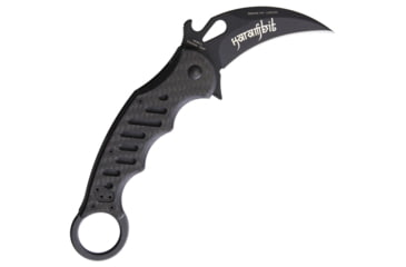 Image of Fox Karambit Linerlock CF/G10 Folding Knife, 3in Black Bohler N690 SS Karambit Blade, Finger Grooved Handle, Finger Ring, Pocket Clip, Thumb Pull, Black G10 And Carbon Fiber Handle, 479-CG10