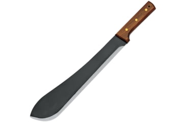 Image of Fox Machete Palisander Fixed Blade Knife, 20in Overall, 14.25in Black SS Blade, Brown Wood Handle, Palissander Wood Handle, Black Leather Belt Sheath, brown, 02FX054