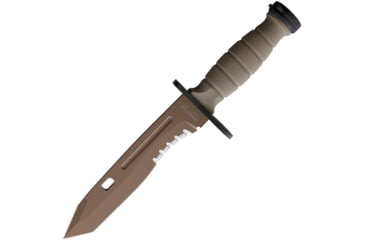 Image of Fox Oplita Combat Knife Tanto, 7.25 coyote tan PTFE coated partially serrated Bo, Coyote tan Kraton handle, 02FX151