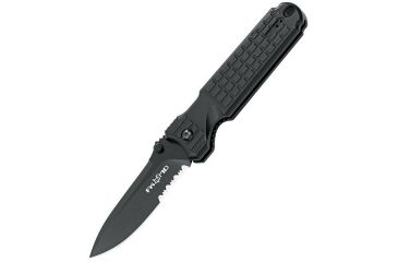 Image of Fox Predator II,Black Handle/Blade, ComboEdge,w/Clip FX-FP2BS