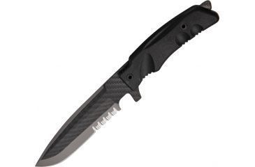 Image of Fox Stealth Fixed Blade Knife,5.5in,Partially Serrated Blade,Black Forprene Handle FOXSCT02B