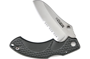 Image of Fox Vitale Lockback Gray Folding Knife, 3.5 satin finish partially serrated 154CM stainle, Gray textured ABS handle, 01FX296