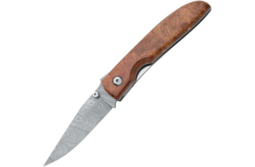 Image of Fox Voyager Linerlock Burl Folding Knife, 3 Damascus steel blade, Burl wood handle, 01FX087DAM