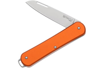 Image of Fox Vulpis Folding Knife, 3in Closed, 2.13in Stonewash Bohler N690 SS Blade, Orange Aluminum Handle, FX-VP130OR