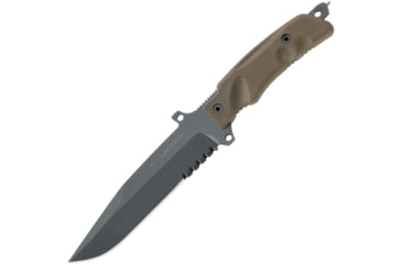 Image of Fox X Lander Fixed Blade Knife, 6.25 gray PVD coated partially serrated blade, Coyote tan Forprene handle, 02FX171109